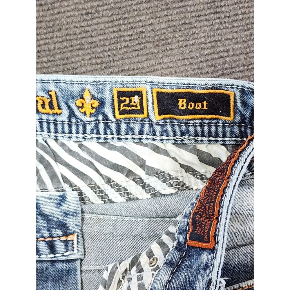 Rock Revival Luz Bootcut Jeans Women 29 Blue Acid Wash Embellished Y2K - Picture 8 of 13